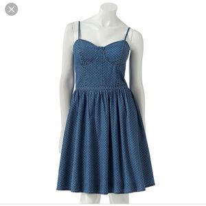Lauren Conrad Denim Polka Dot Bustier Dress